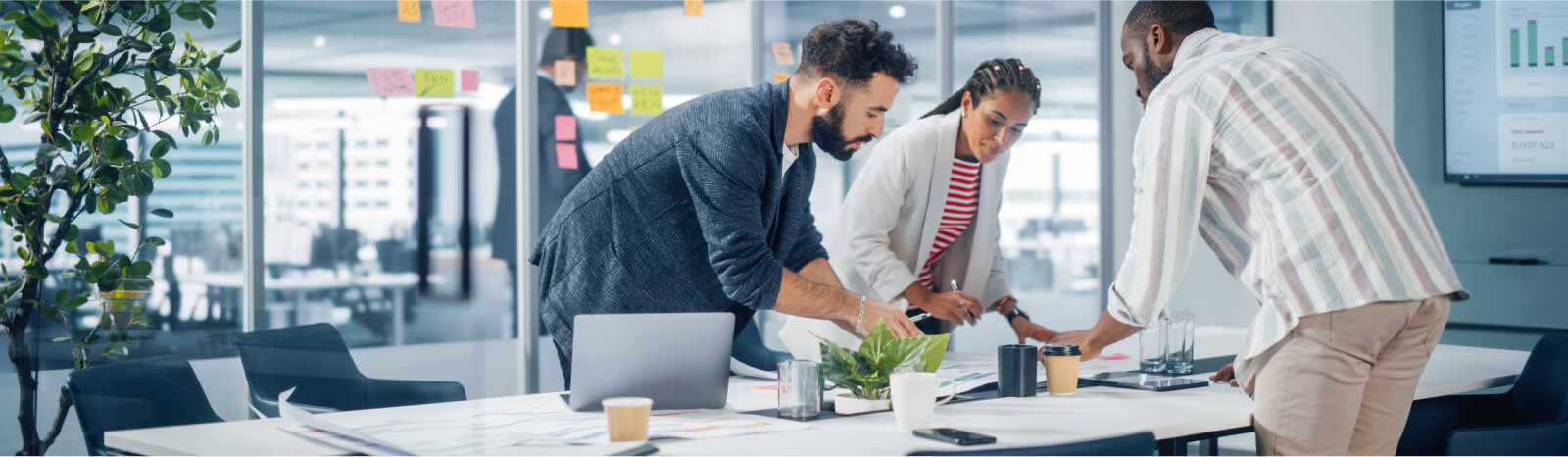 group of coworkers in a meeting room in a modern office